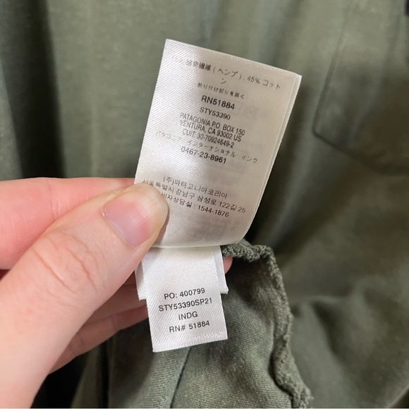 PATAGONIA Industrial Green Long Sleeved Work Henley Pocket Tee Shirt 53390 - Picture 11 of 12